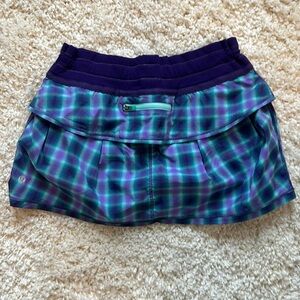Lululemon Womens Plaid Built-In Short Pleat to Street Mini Skirt Blue Size 8